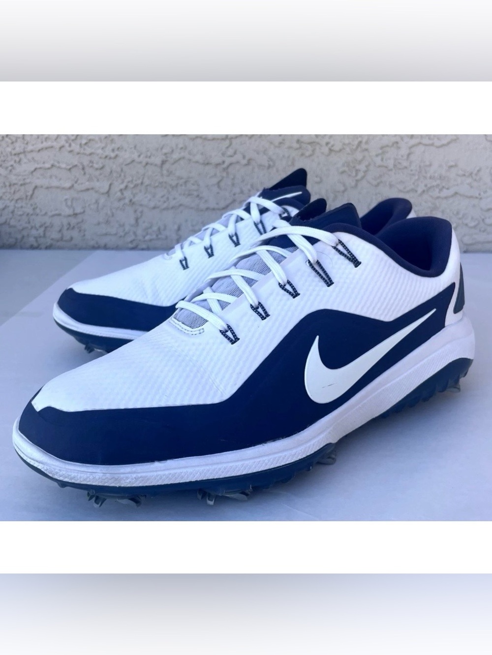 NIKE React Vapor 2 NRG Mens Size US 9 White Navy Blue Golf Shoes BV1135-100 Rare
